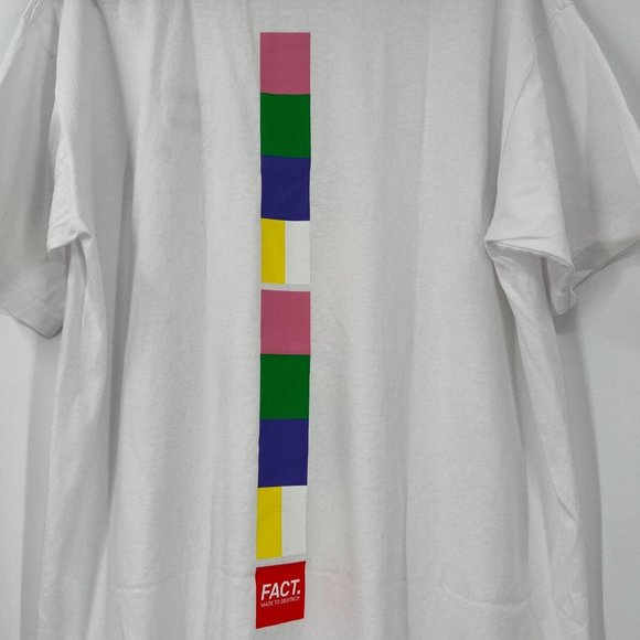 FACT. Men's Color Bar Short Sleeve T-Shirt Graphic Logo Tee White sz XL NWT $50 - Picture 5 of 6